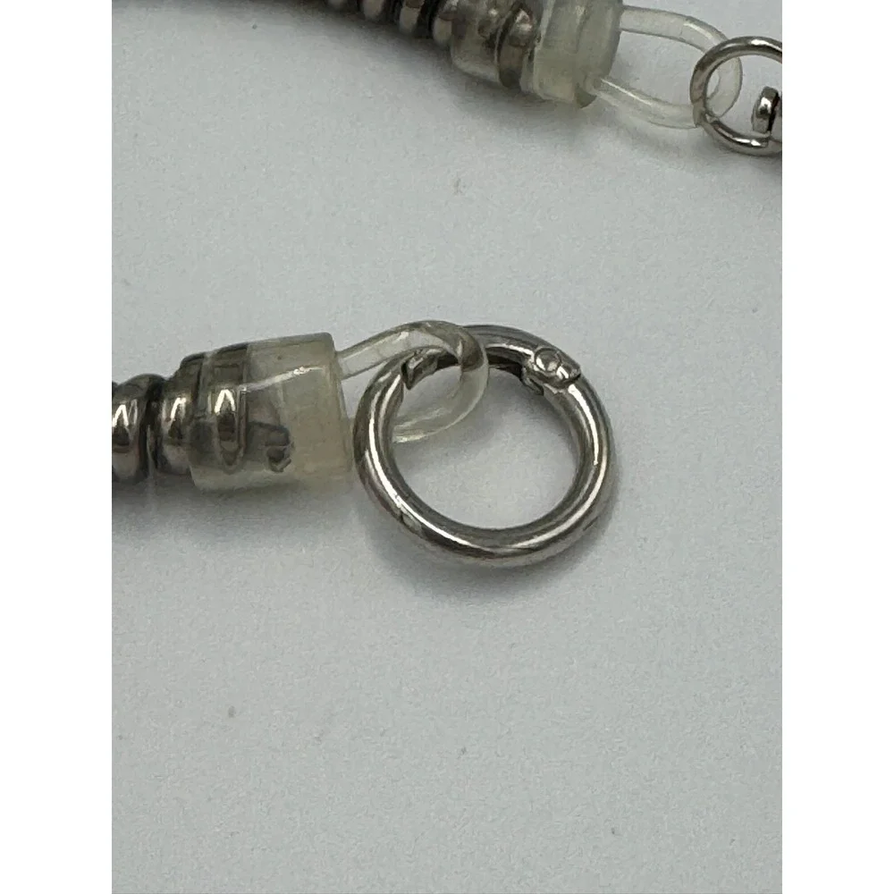 Plastic Stretchy Coil Keychain Wallet Gunmetal Silver Lobster Clasp O-Ring